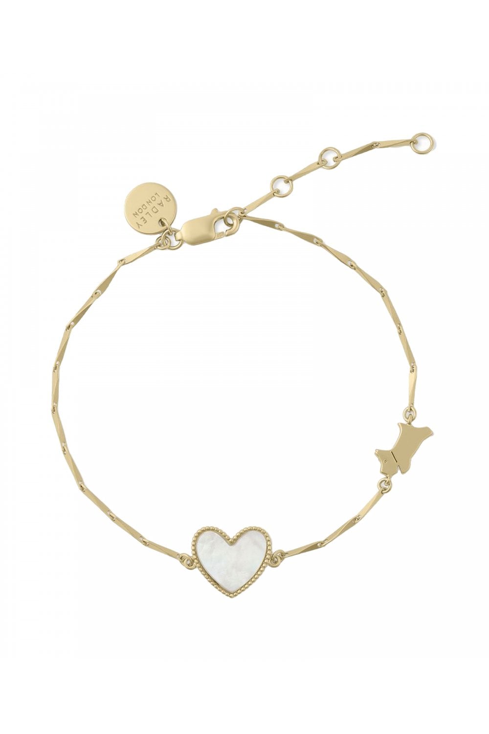 Radley Ladies 18ct Mother of Pearl Heart Gold Plated Bracelet RYJ3372