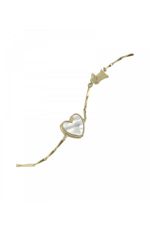 Radley Ladies 18ct Mother of Pearl Heart Gold Plated Bracelet RYJ3372
