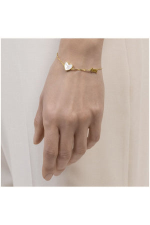 Radley Ladies 18ct Mother of Pearl Heart Gold Plated Bracelet RYJ3372