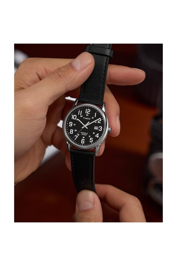 Timex Gents Easy Reader® Classic 38mm Black Leather Strap Watch TW2Y12800