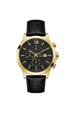 GC Gents Executive Chrono Black Leather Strap 44mm Dress Watch Y27010G2MF