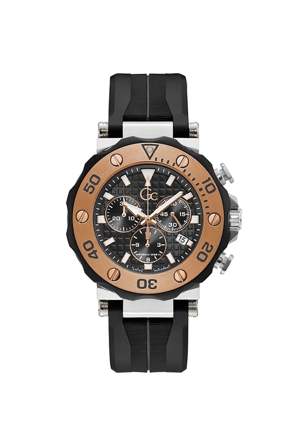 GC Gents DiverCode Black Silicone Strap 44mm Dress Watch Y63003G2MF
