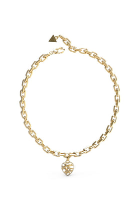Guess Ladies Heart Cage Necklace UBN03093YG