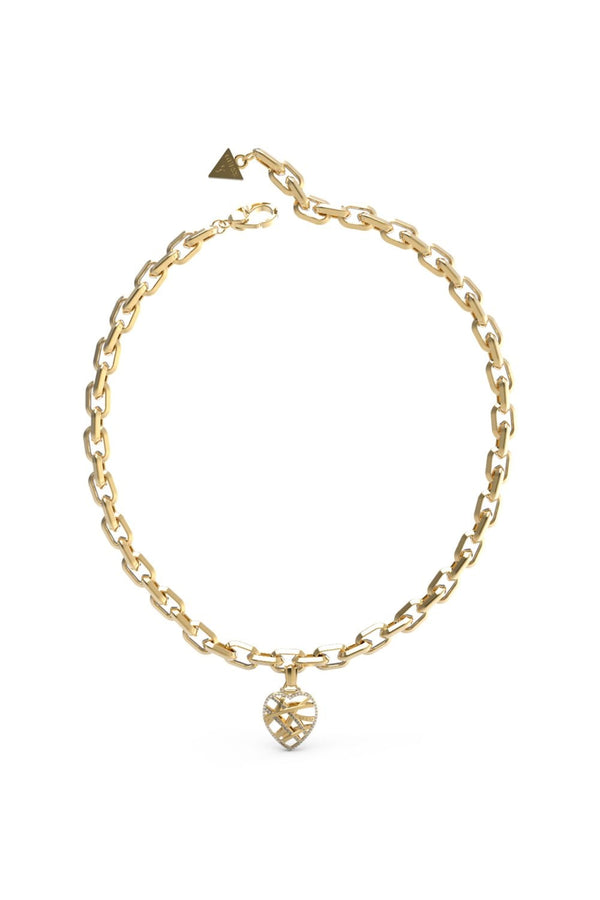 Guess Ladies Heart Cage Necklace UBN03093YG
