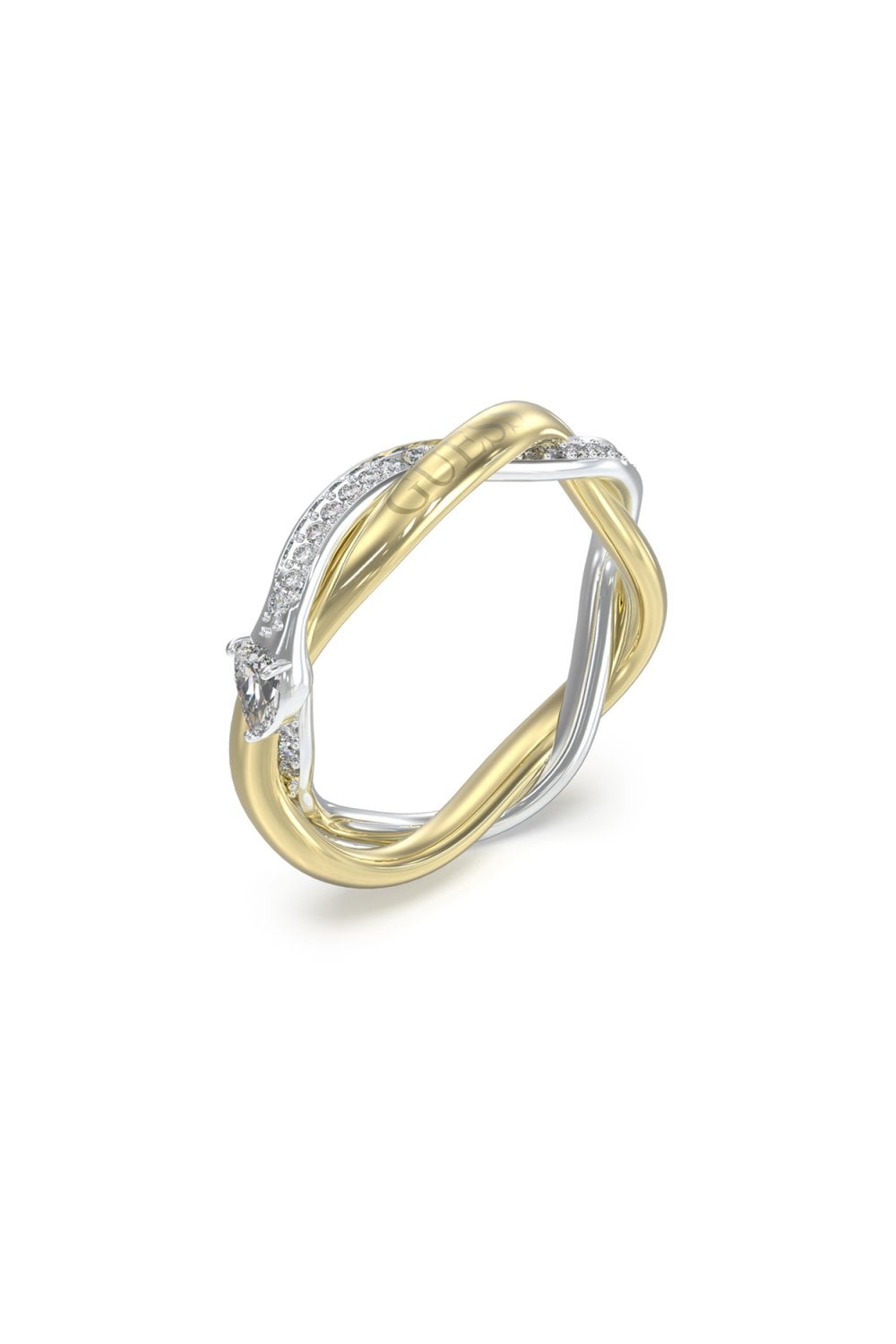 Guess Ladies Twist Ring UBR05068YGRH54