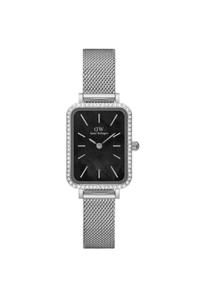 Daniel Wellington Ladies Quadro Lumine Bezel Sterling Black 20mm Dress Watch DW00100667