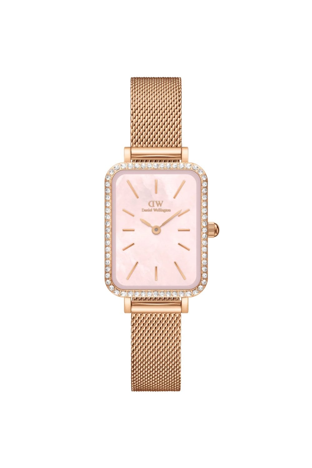 Daniel Wellington Ladies Quadro Lumine Bezel Melrose Pink 20mm Dress Watch DW00100669