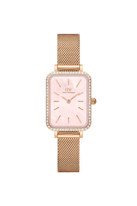 Daniel Wellington Ladies Quadro Lumine Bezel Melrose Pink 20mm Dress Watch DW00100669