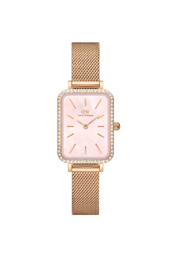 Daniel Wellington Ladies Quadro Lumine Bezel Melrose Pink 20mm Dress Watch DW00100669
