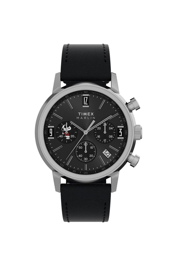 Timex Peanuts x Marlin Chronograph Joe Cool 40mm Leather Strap Watch TW2Y48500