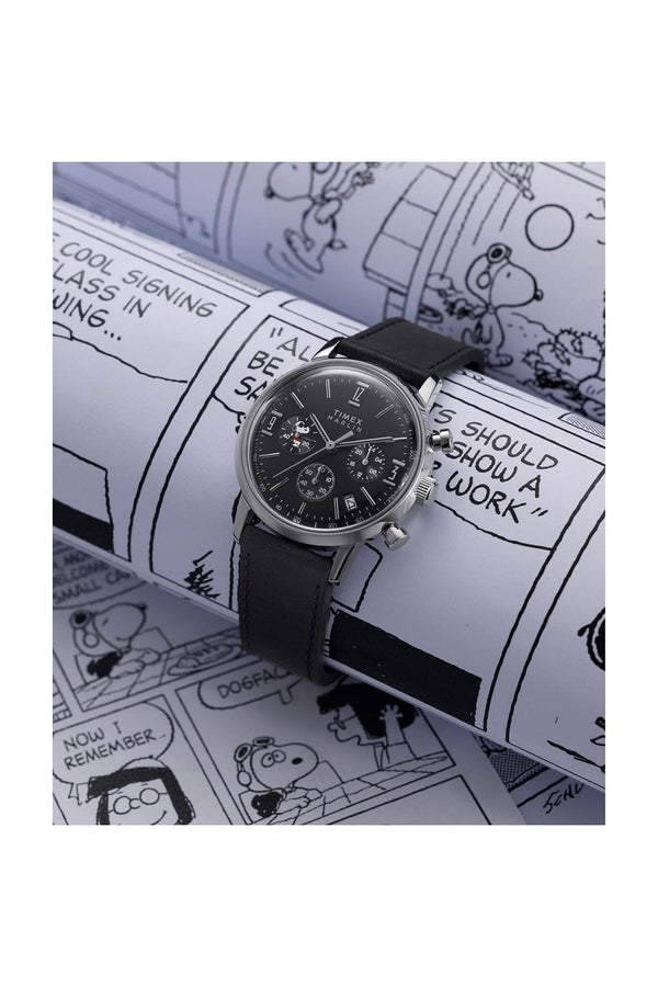 Timex Peanuts x Marlin Chronograph Joe Cool 40mm Leather Strap Watch TW2Y48500