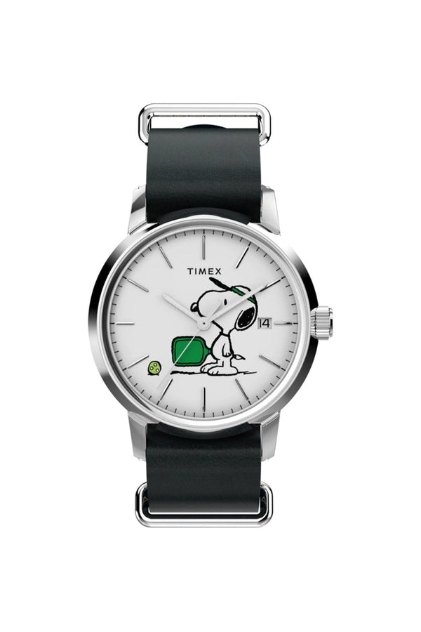 Timex Peanuts x Marlin Automatic Pickleball 40mm Leather Strap Watch TW2Y50500