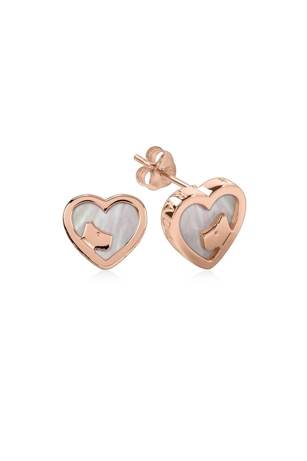 Radley Ladies 18ct Rose Gold Plated Sterling Silver MOP Heart Earrings RYJ1066