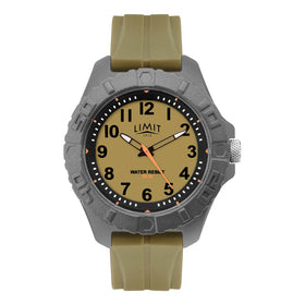 Limit Gents Silicone Strap Khaki Dial Watch 5753
