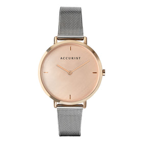 Accurist Pink Dial Ladies Watch Mesh Bracelet 8348
