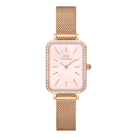 Daniel Wellington Ladies Quadro Lumine Bezel Melrose Pink 20mm Dress Watch DW00100669