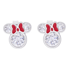 Minnie Mouse Stone Set Silver and Red Earrings E902851RZWL