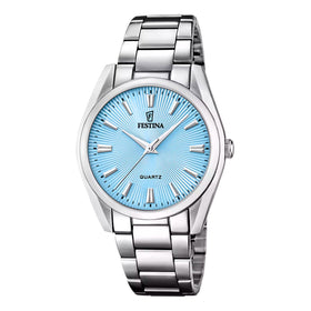 Festina Ladies Alegria Sky Blue Sunburst 37mm Stainless Steel Dress Watch F20622-P