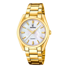 Festina Ladies Alegria Gold & Mother of Pearl 37mm Stainless Steel Dress Watch F20640-A