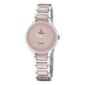 Festina Ladies Pink Ceramic Stainless Steel Bracelet Watch F20752-2