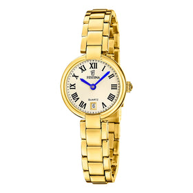 Festina Ladies Gold Mademoiselle 26mm PVD Plated Stainless Steel Dress Watch F20786-2