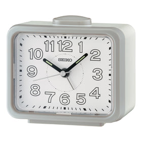 Seiko Grey Bedside Bell Alarm Clock with Light 11cm QHK061N