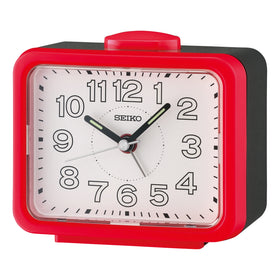 Seiko Red Bedside Bell Alarm Clock with Light 11cm QHK061R