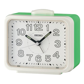 Seiko Green Bedside Bell Alarm Clock with Light 11cm QHK061W
