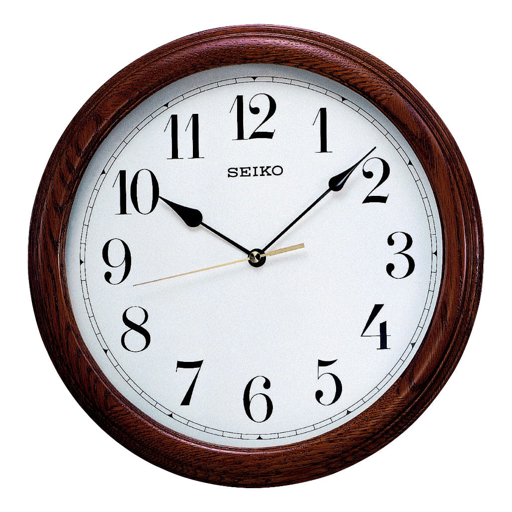 Solid Oak Case Analogue Wall Clock Easy To Read Dial & Quartz Movement