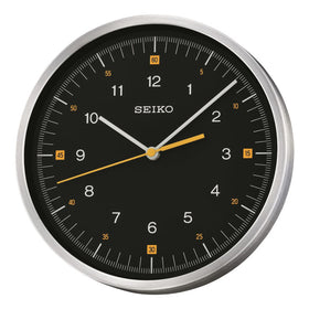 Seiko Modern Wall Clock - Aluminium Case & Black Dial - 25cm Diameter | QXA566J