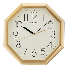 Seiko Octagonal Gold Tone Wall Clock Off White Dial - Quartz Movement - QXA668G