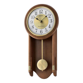 Seiko Wooden Chiming Wall Clock with Pendulum QXH073B