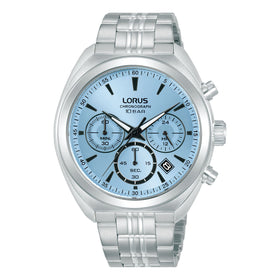 Lorus Gents Chronograph Light Blue Dial Stainless Steel Bracelet Watch RT385KX9