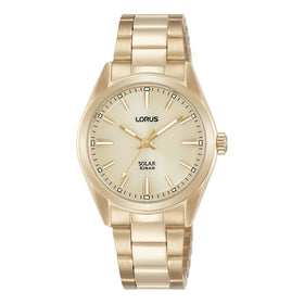 Lorus Ladies Solar Gold-Tone Stainless Steel Champagne Dial Watch RY508AX9