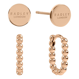Radley Ladies Rose Gold Plated Huggie Earrings Twin Pack RYJ1458S