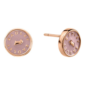 Radley Ladies 18ct Rose Gold Plated Pink Enamel Jumping Dog Earrings RYJ1572S