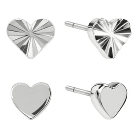 Radley Ladies Silver Plated Textured Heart Twinpack Earrings RYJ1583S