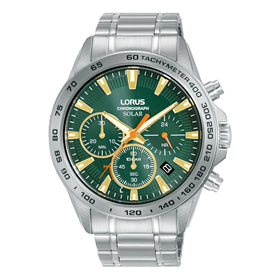 Lorus Gents Solar Sports Chronograph 44mm Stainless Steel Watch RZ505AX9