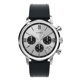 Timex Marlin Chronograph 40mm Leather Strap Watch TW2W10300
