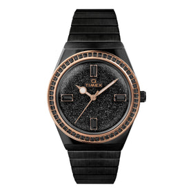 Timex Ladies Q Timex 36mm Black Crystalized Lab Watch TW2W10600