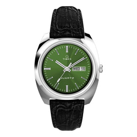 Q Timex 1978 Day/Date 37.5mm Leather Strap Watch TW2W44700