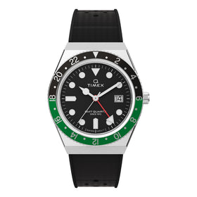 Q Timex GMT 38mm Synthetic Rubber Strap Watch TW2W57500