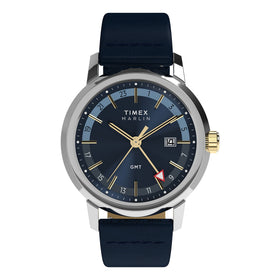 Timex Gents Marlin Quartz GMT 40mm Leather Strap Watch TW2Y47900