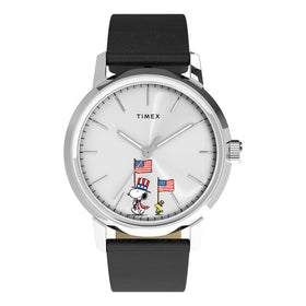 Timex Peanuts x Marlin Automatic Americana 40mm Leather Strap Watch TW2Y50300