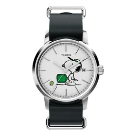 Timex Peanuts x Marlin Automatic Pickleball 40mm Leather Strap Watch TW2Y50500
