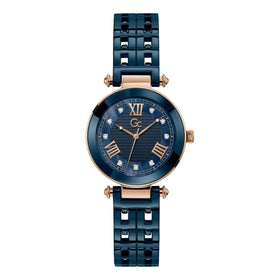 Gc Ladies PrimeChic Blue Ceramic Strap 32mm Dress Watch Y66005L7MF